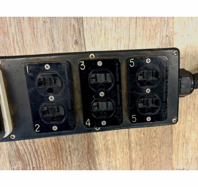 Used Lex 100A Woodhead Male Stage Pin to (5) 20A Edison | Breakered