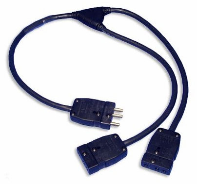 Lex 20A Stage Pin Two-Fer Splitter (1) Male to (2) Female