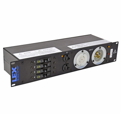Lex 2RU Rack Mount Power Distro L21-30 In/Thru to (2) L5-30 and Duplexes
