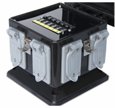 Lex 50 Amp Pagoda Jr. California to (6) GFCI Duplex Distro Box Weather Resistant