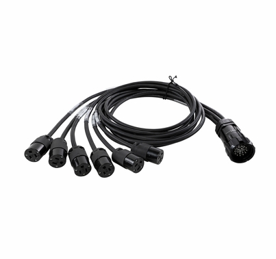 Lex Breakout 15A 19 Pin Male Plug to (6) NEMA 5-15 Edison Female Connectors } 6ft