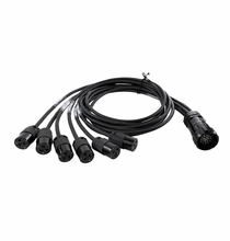 Lex Breakout 15A 19 Pin Male Plug to (6) NEMA 5-15 Edison Female Connectors } 6ft