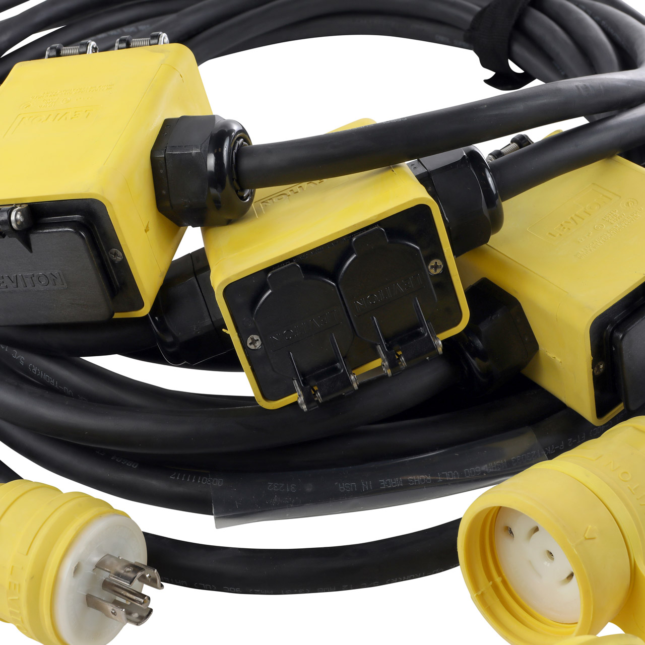 Lex GFCI 3 Phase 20A Quad String Extension Cable Yellow Stingers