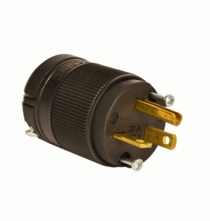 Lex-Loc Male 20A Edison Plug Perpendicular Blades, Black