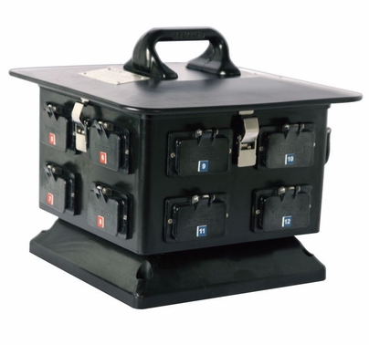 Lex Products Outdoor Pagoda 100A Cam Distro Box w/ (12) 20A GFCI Duplex