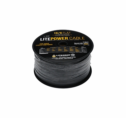 LiteGear 6 Conductor LiteRibbon Wire Black 18AWG Flat 100ft