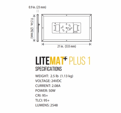 LiteGear LiteMat Plus 1 Hybrid LED Light Kit Gold Mount