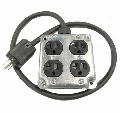 Metal Quad Box 12/3 SJOOW Extension Cable | 25ft 