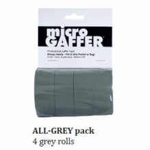 Microgaffer (4) Grey Micro Gaffer Tape Rolls 1"x8yds