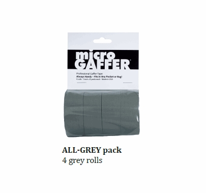 Microgaffer (4) Grey Micro Gaffer Tape Rolls 1"x8yds