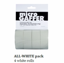 Microgaffer (4) White Micro Gaffer Tape Rolls 1"x8yds
