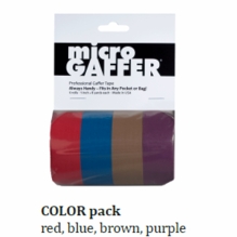 MicroGaffer Color Gaffer Tape 4 Pack, 1 "x 8yds Red Blue Purple Brown