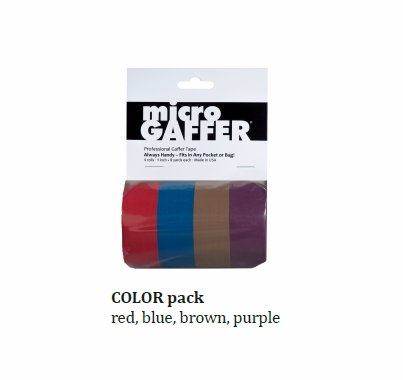 MicroGaffer Color Gaffer Tape 4 Pack, 1 "x 8yds Red Blue Purple Brown