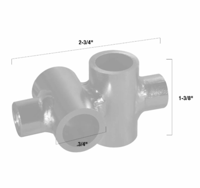 Modern 5/8" Diameter Rod Cross Fitting