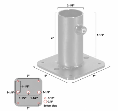 Modern Studio 1 1/2" Pipe Flange Base Black Zinc