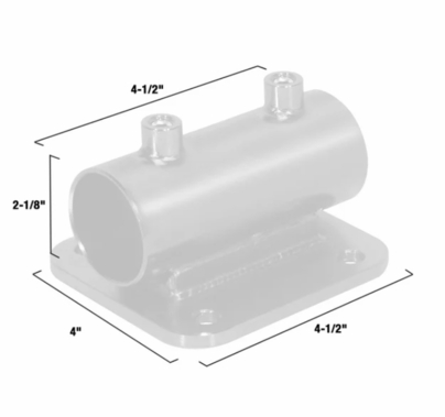 Modern Studio Horizontal Pipe Receiver w/ Flat Plate for 1 1/2" Pipe