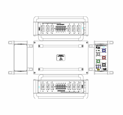 Motion Labs Stackable Single Tier Distro Box Cam RGN to (12) Edison GFCI 20A
