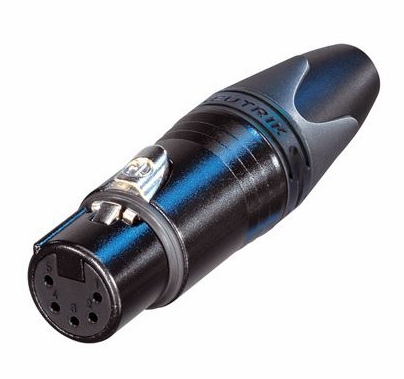 Neutrik Gold 5 Pin Female Inline DMX / XLR Connector, Black, NC5FXX-B