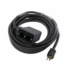 Rubber Quad Box, 15A Edison Plug 25ft 12/3 SOW, (2) 20A Duplex