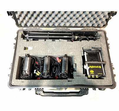 Used Dedolight 150W (3) Light Kit 24v Tungsten with Pelican Case
