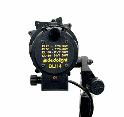 Used Dedolight 150w DLH4 w/ 24v Dimmable Power Supply, Barndoor & Case
