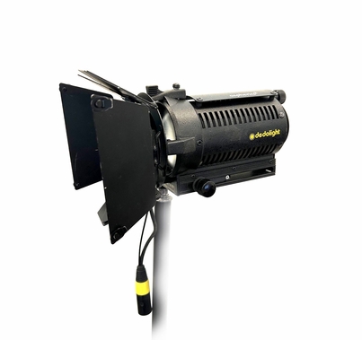 Used Dedolight 150w DLH4 w/ 24v Dimmable Power Supply, Barndoor, Case