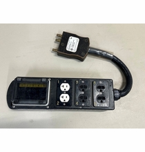 Used Lex 100A Woodhead Male Stage Pin to (5) 20A Edison | Breakered
