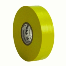Yellow 3M 35 Electrical Tape Vinyl 3/4" x 66 yds T124