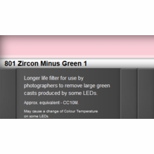 Zircon 801 Minus Green 1 LED Lighting Gel Sheet