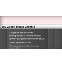 Zircon 802 Minus Green 2 LED Lighting Gel Sheet