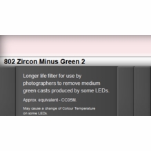 Zircon 802 Minus Green 2 LED Lighting Gel Sheet