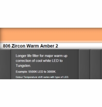 Zircon 806 Warm Amber 2 LED Lighting Gel Sheet
