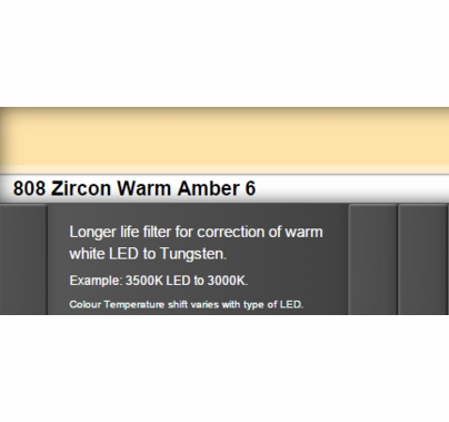 Zircon 808 Warm Amber 6 LED Lighting Gel Sheet
