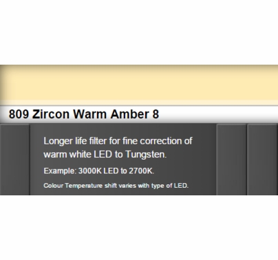 Zircon 809 Warm Amber 8 LED Lighting Gel Sheet