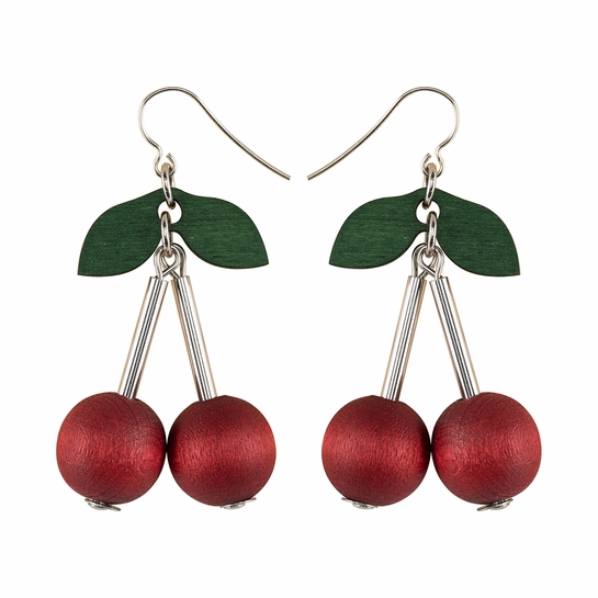 aarikka Kirsikka Wine Red / Green Earrings