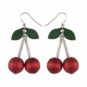 aarikka Kirsikka Wine Red / Green Earrings
