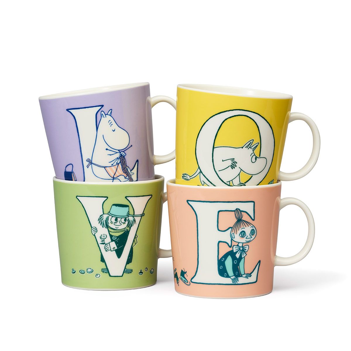 Arabia Moomin ABC Multicolor Mug Set/4 - LOVE - Great Gifts under $200