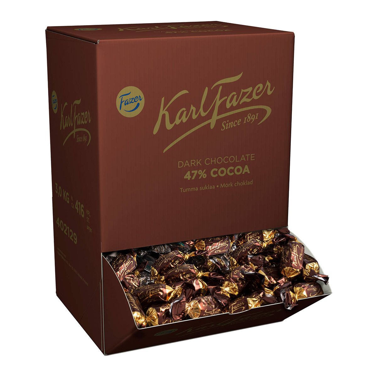 Fazer Dark Chocolate Bulk Box 61/2 lb Finnish Candy, Coffee & Food
