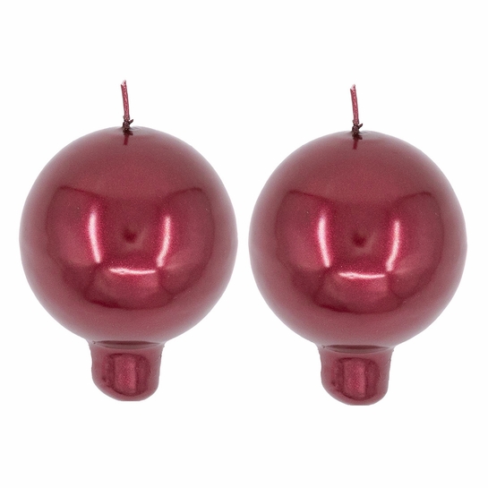 Festivo Metallic Wine Red Candles - Set of 2