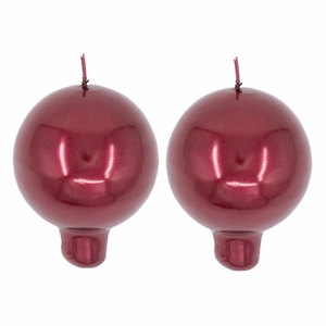 Festivo Metallic Wine Red Candles - Set of 2