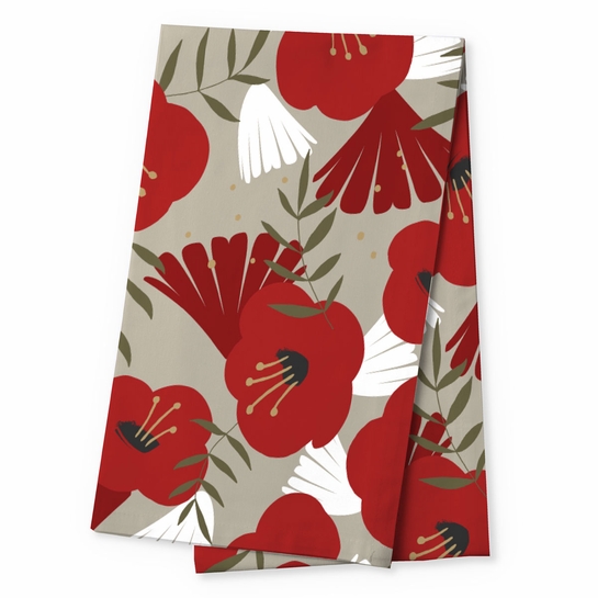 Finlayson Anni Beige / Red / Gold Table Runner Holiday Home Accents