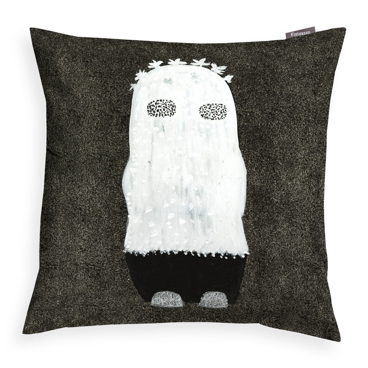 Finlayson Haatiainen Black Throw Pillow Finnish Pillows, Blankets, & Rugs