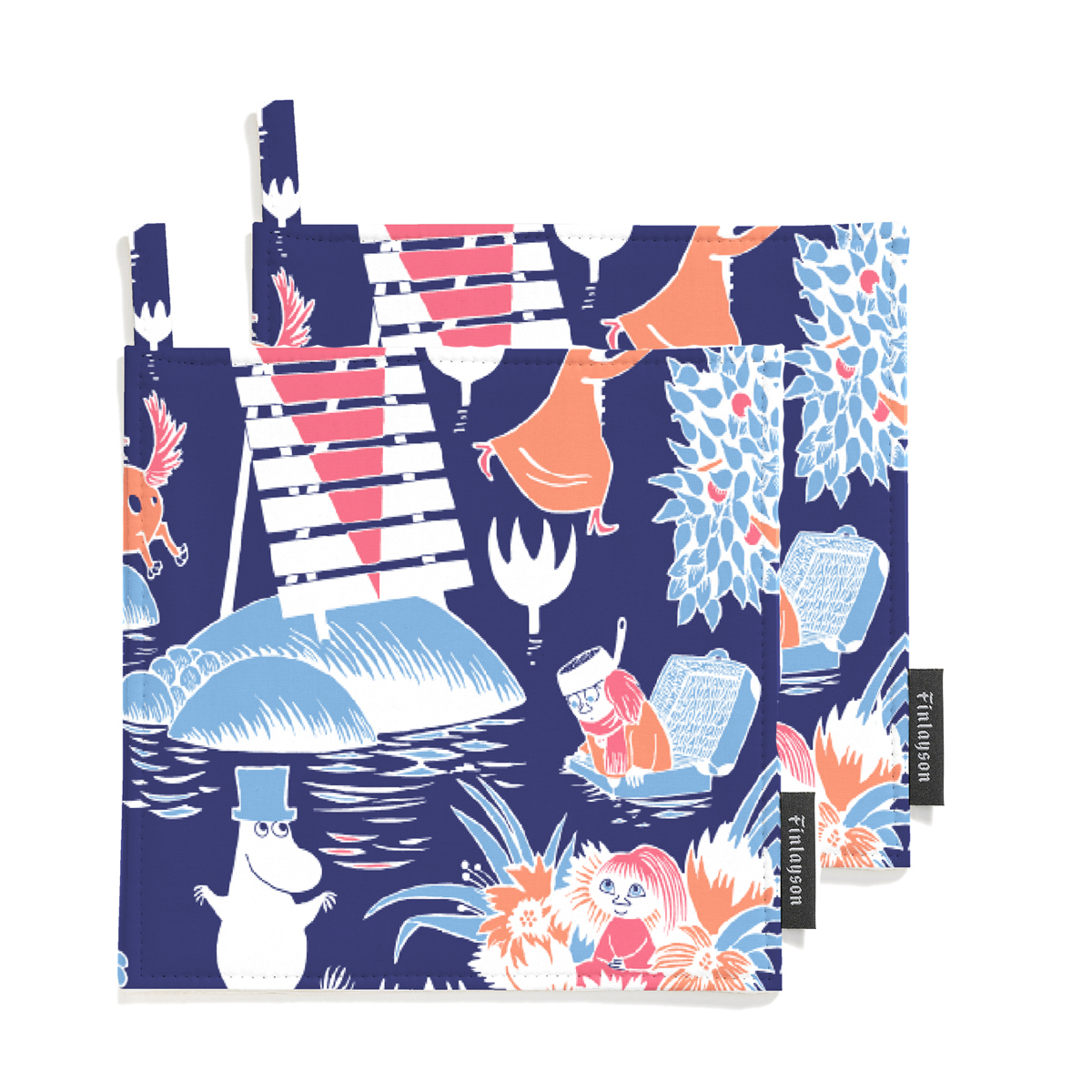 Finlayson Magic Moomin Blue Pot Holder Set Aprons, Oven Mitts, & Pot