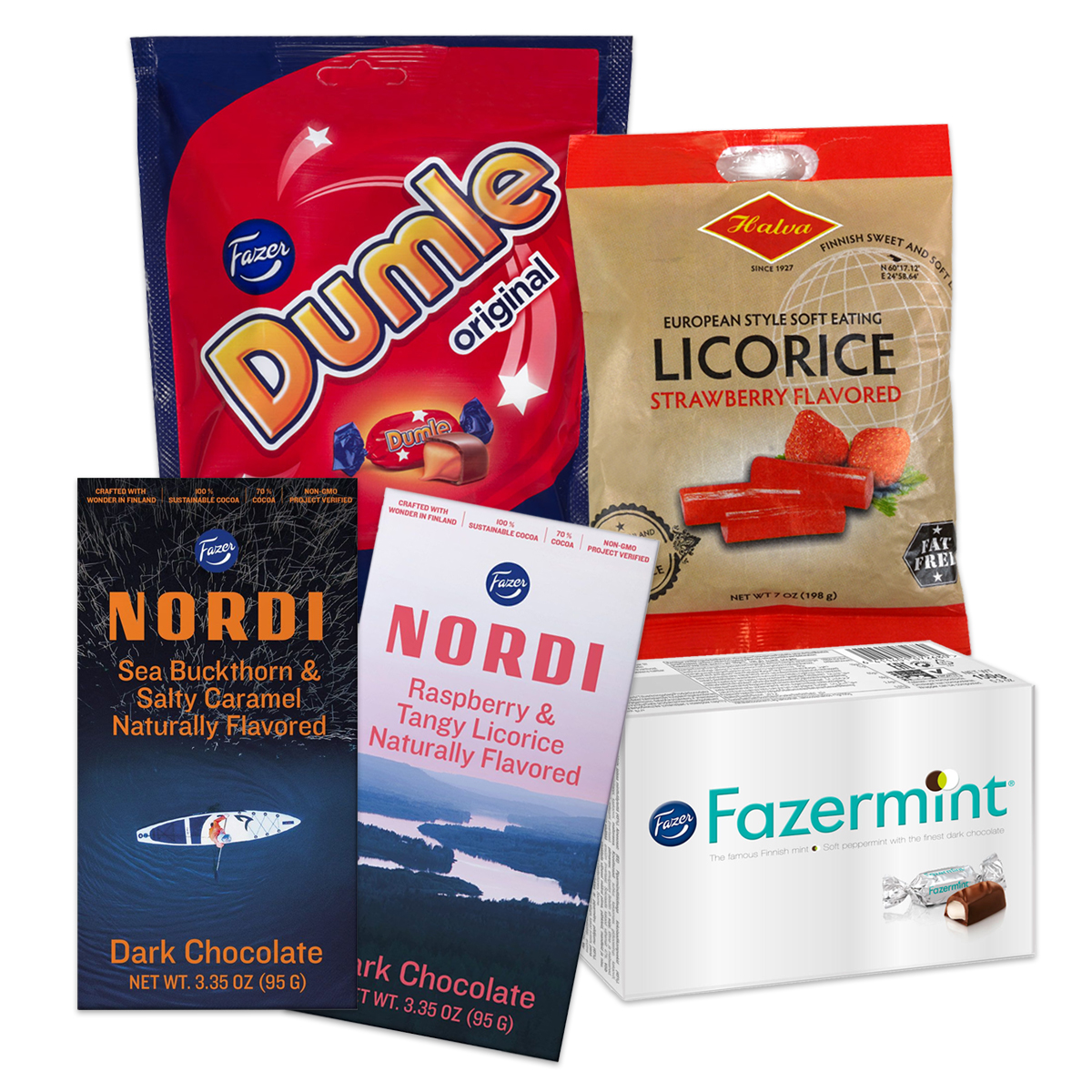 Finnish FivePiece Candy Assortment Made in Finland