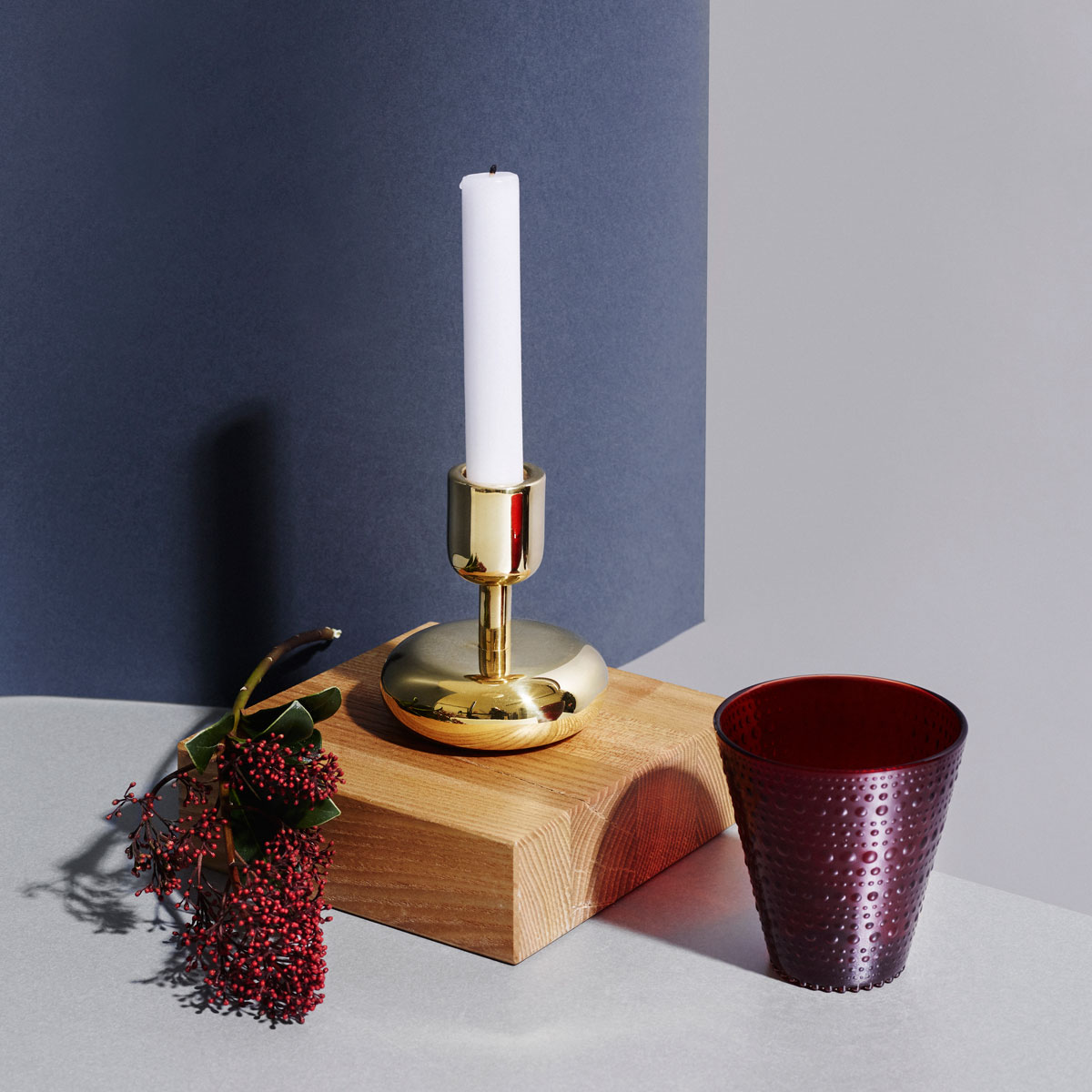 iittala Nappula Brass Short Candle Holder iittala Candle Holders