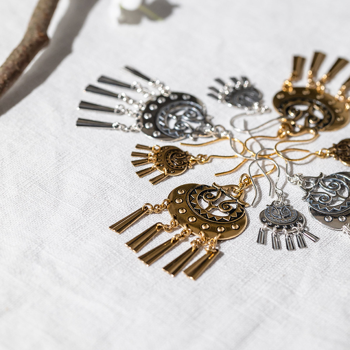 Kalevala Kuutar Moon Goddess Silver Earrings Made in Finland