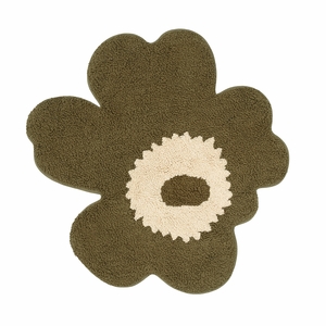 Marimekk Unikko Olive Green / Cream Bath Mat