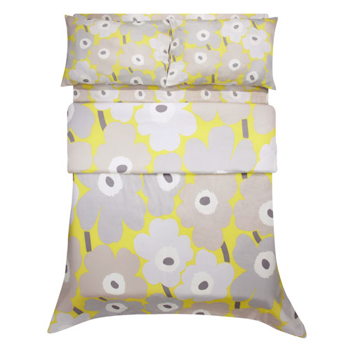 Marimekko Grey / Yellow Unikko Sateen Bedding