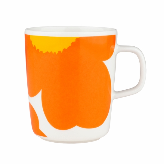 Marimekko Iso Unikko White / Orange / Yellow Mug - Anniversary Edition