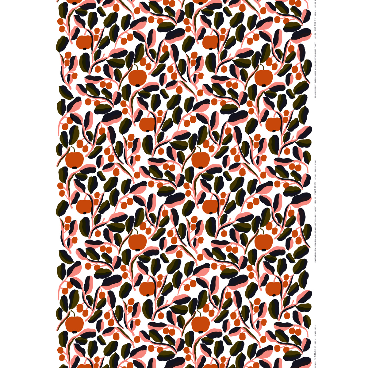 Marimekko Jaspi White / Orange Acryliccoated Cotton Fabric Made in